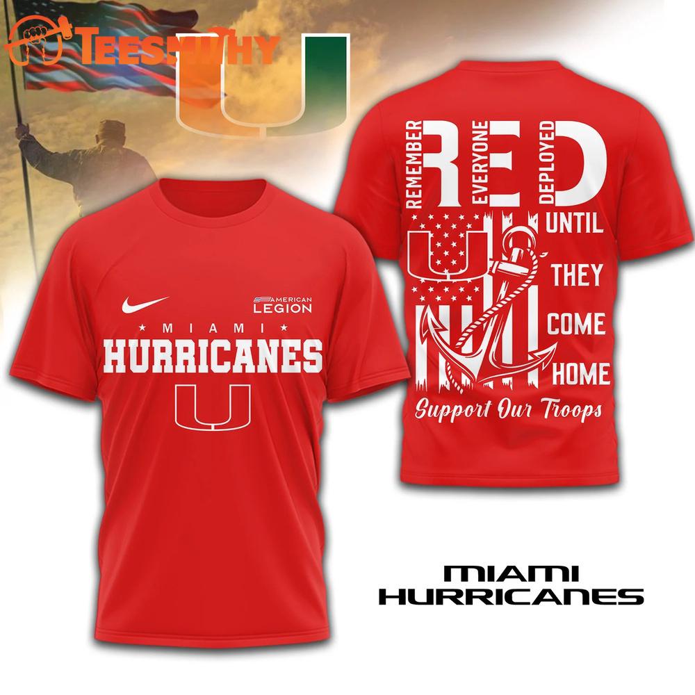Miami Hurricanes 2026 NCAA Red Friday 3D T Shirt