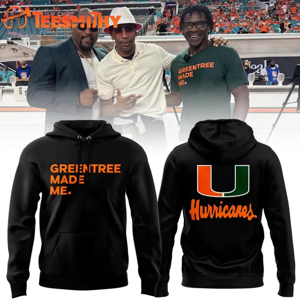 Miami Hurricanes Football Greentree Made Me Black Hoodie
