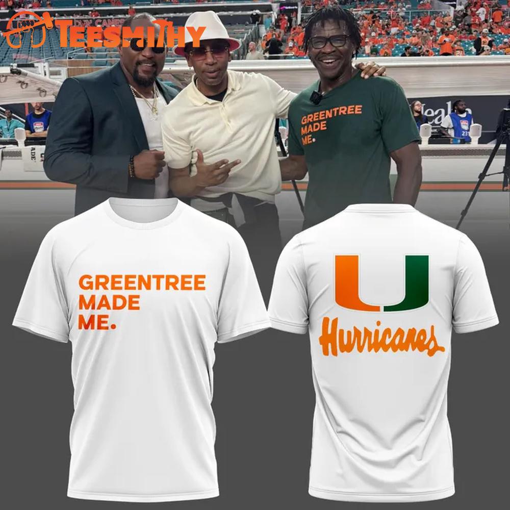 Miami Hurricanes Football Greentree Made Me White T Shirt