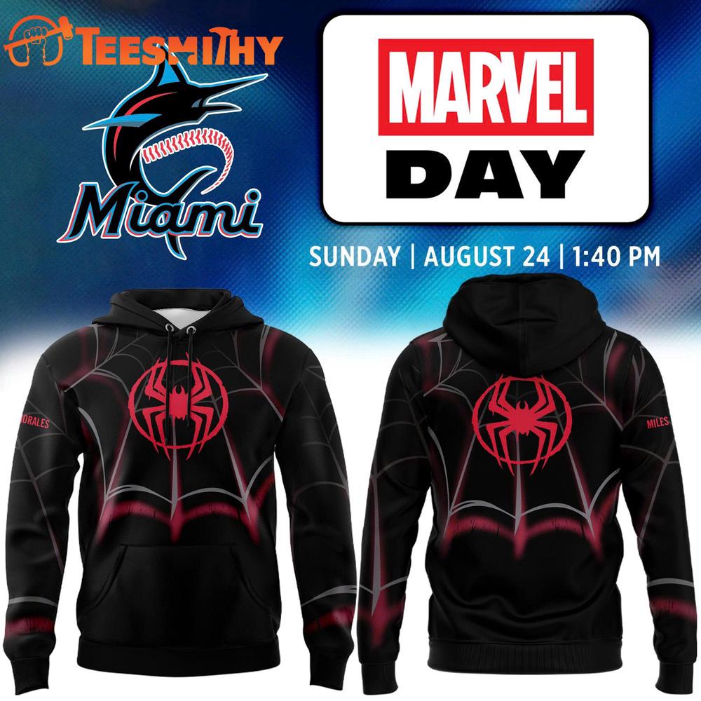 Miami Marlins Marvel Night Spider Man Miles Morales Hoodie Shirt
