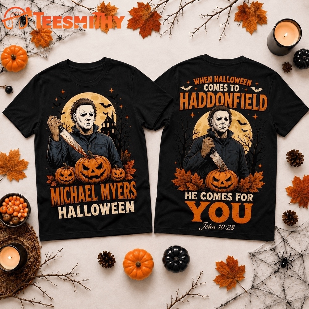 Michael Myers Haddonfield Halloween Two Sided T Shirt