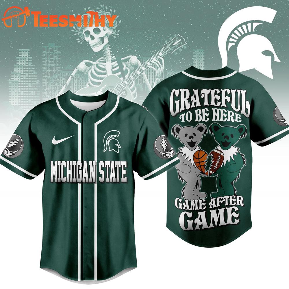 Michigan State Spartans NCAA College Grateful Dead Sports Baseball Jersey