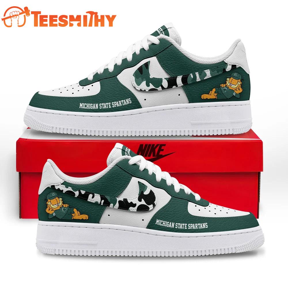 Michigan State Spartans NCAA Garfield Only Show Up Air Force 1 Shoes Sneaker
