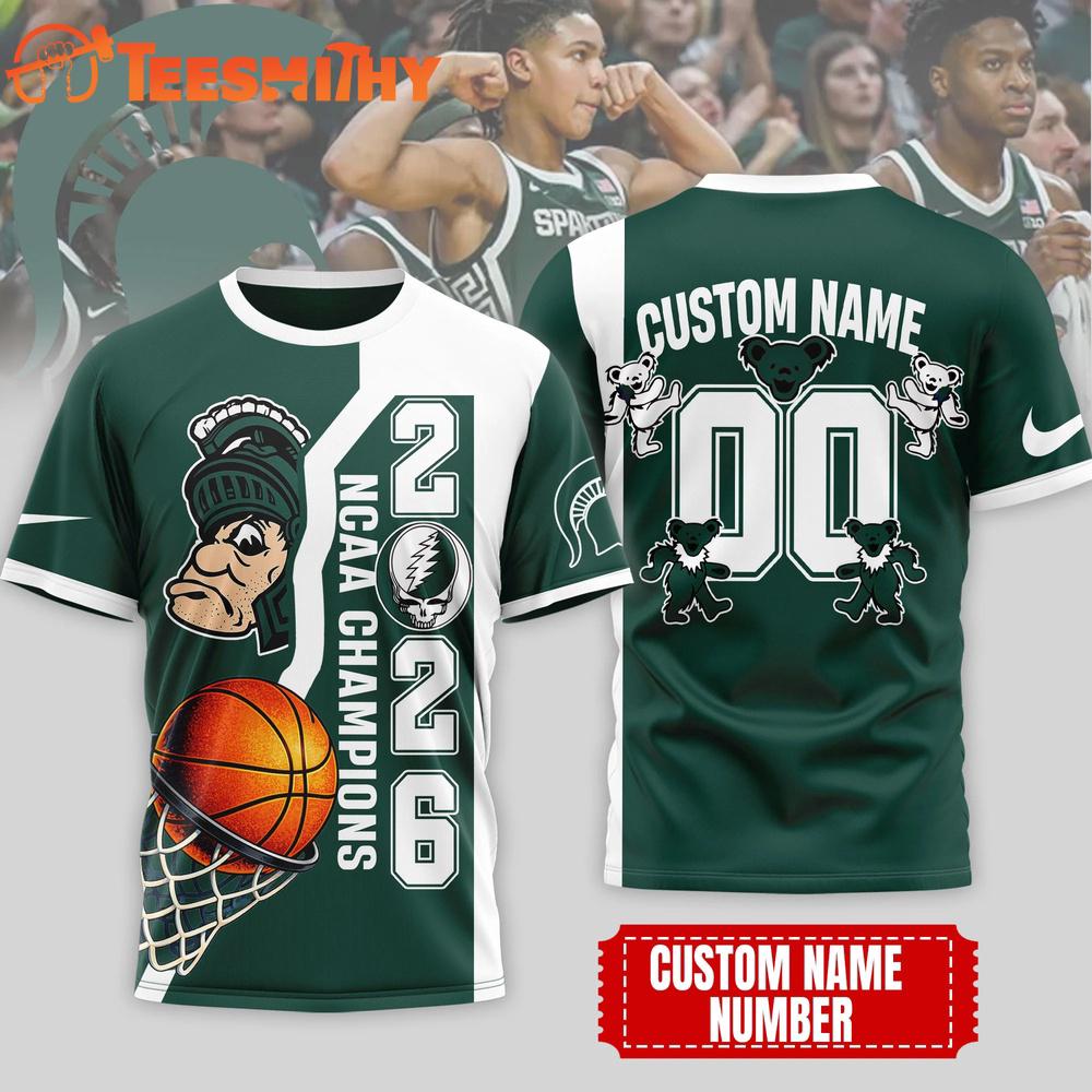 Michigan State Spartans NCAA Grateful Dead Court Kings 2026 3D T Shirt