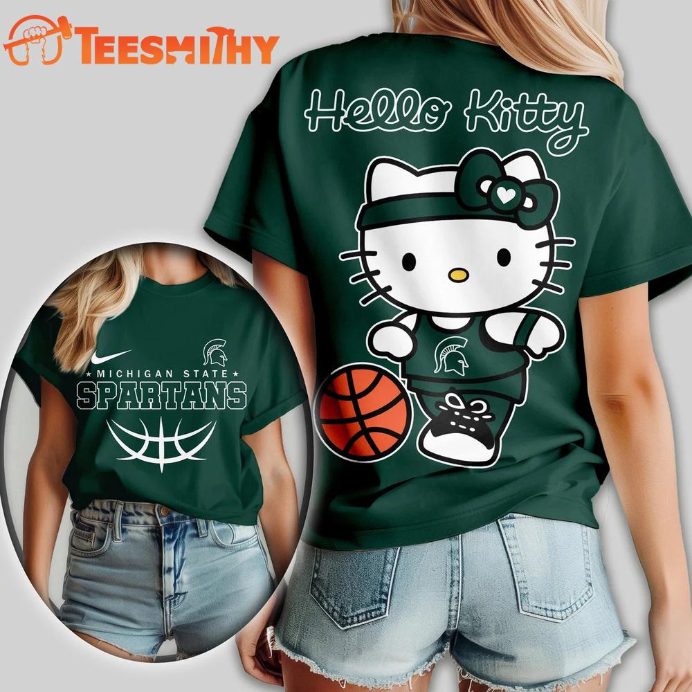 Michigan State Spartans NCAA Hello Kitty Basketball Unisex 3D T Shirt