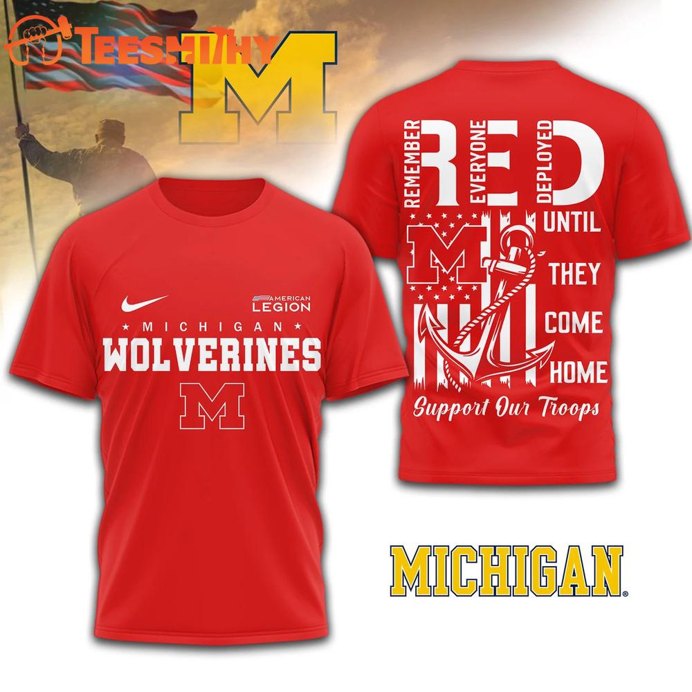 Michigan Wolverines 2026 NCAA Red Friday 3D T Shirt