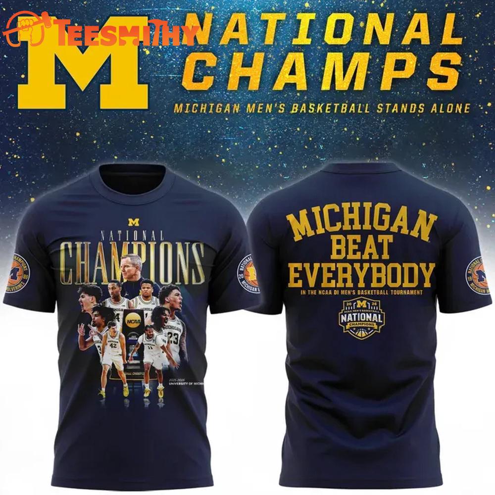 Michigan Wolverines Men's Basketball 2026 National Champions Locker Room 3D Shirt