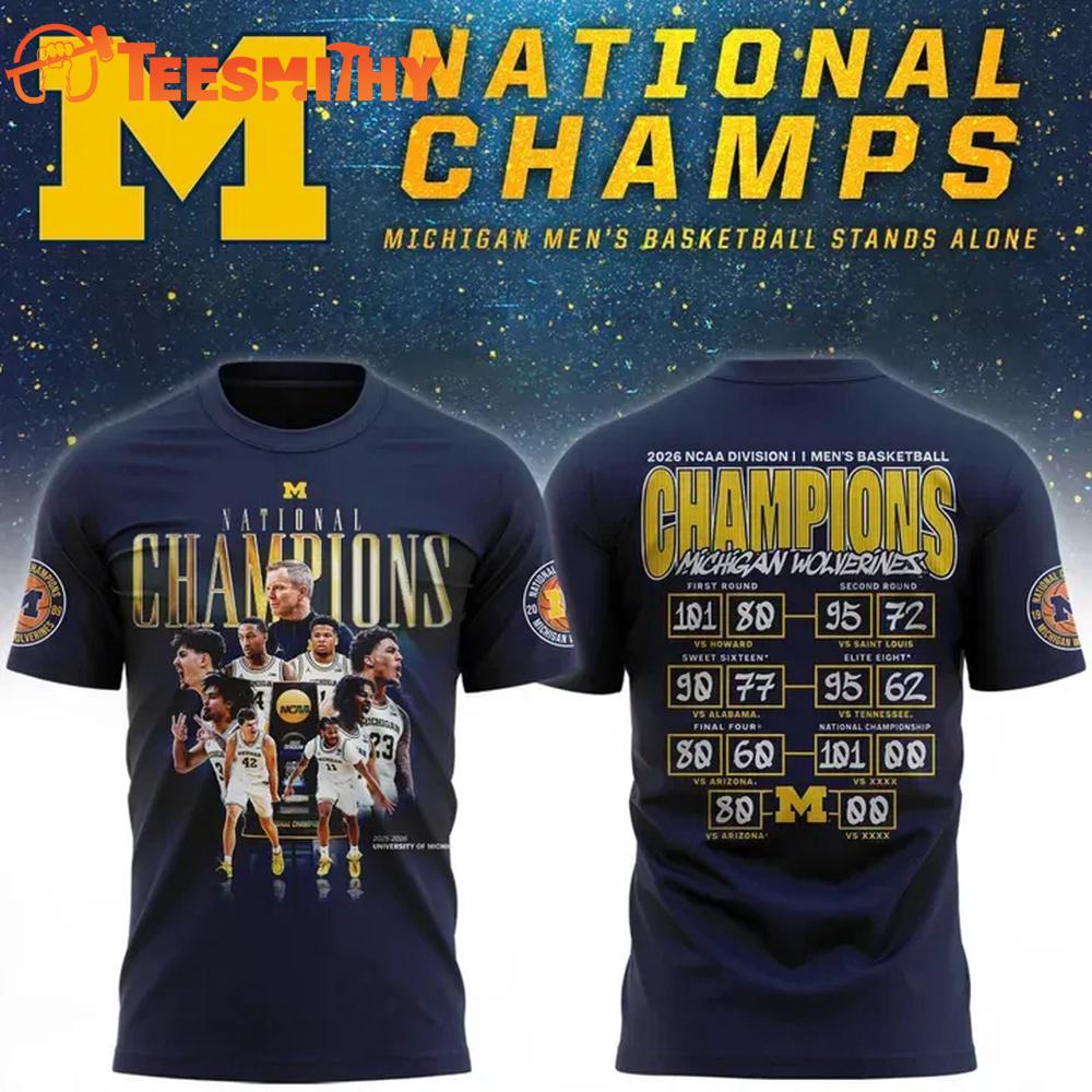 Michigan Wolverines Men's Basketball 2026 National Champions Locker Room Style T Shirt