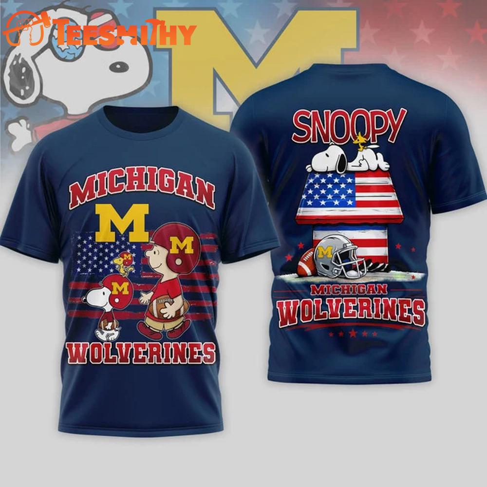 Michigan Wolverines NCAA America 250 with Snoopy 3D T Shirt