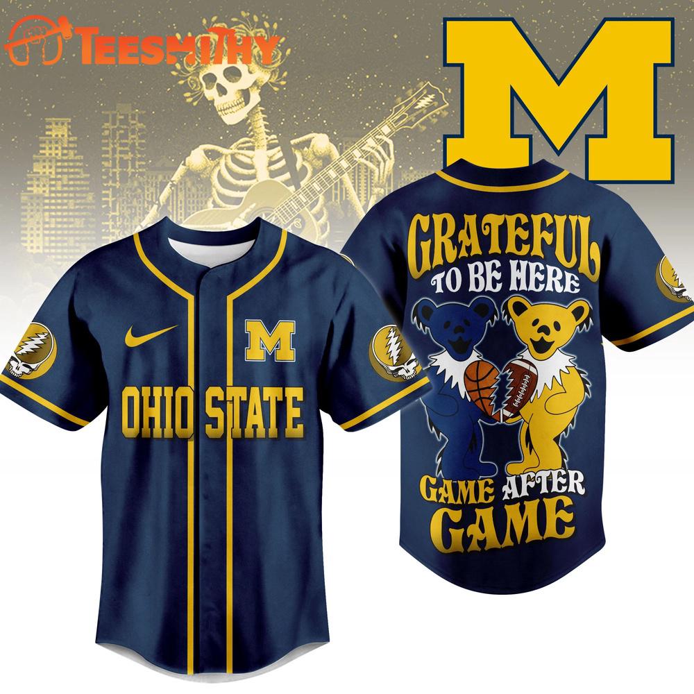 Michigan Wolverines NCAA College Grateful Dead Sports Baseball Jersey