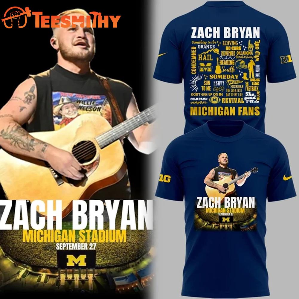Michigan Wolverines Zach Bryan The Quittin Time Tour 2025 3D Shirt