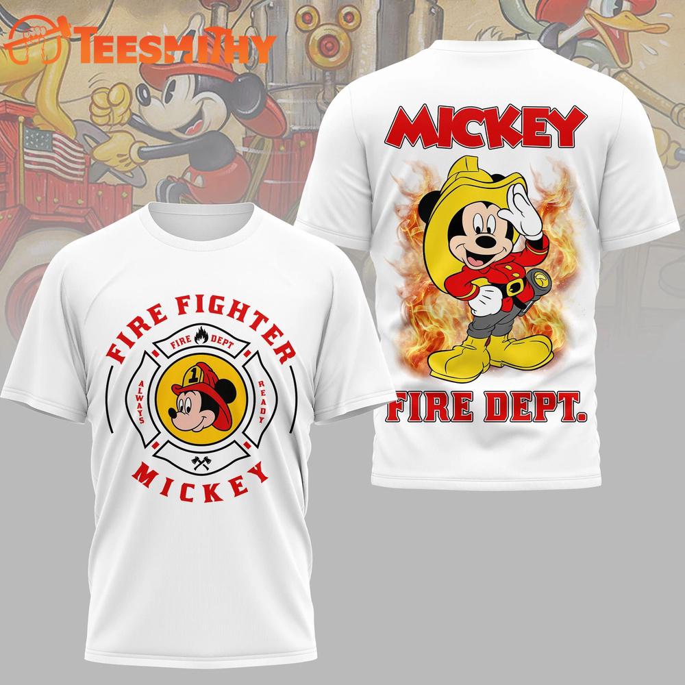 Mickey Mouse Fire Dept White T Shirt