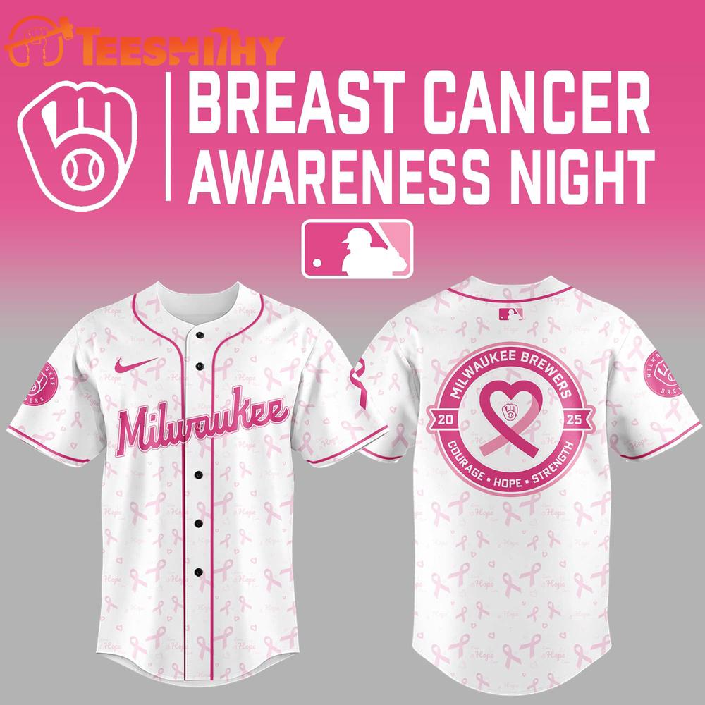 Milwaukee Brewers Cancer Awareness Night 2025 Baseball Jersey