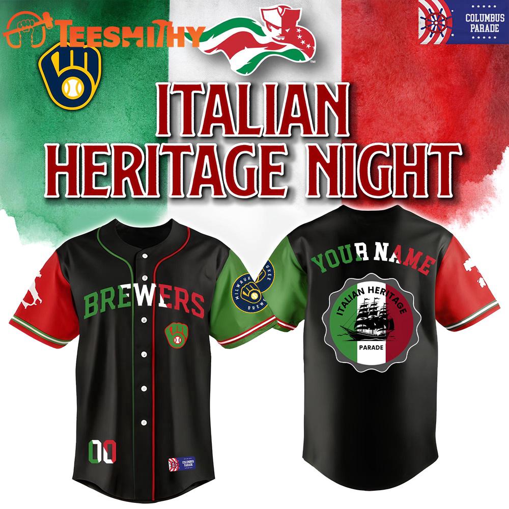 Milwaukee Brewers Columbus Parade Italian Heritage Night Customized Baseball Jersey