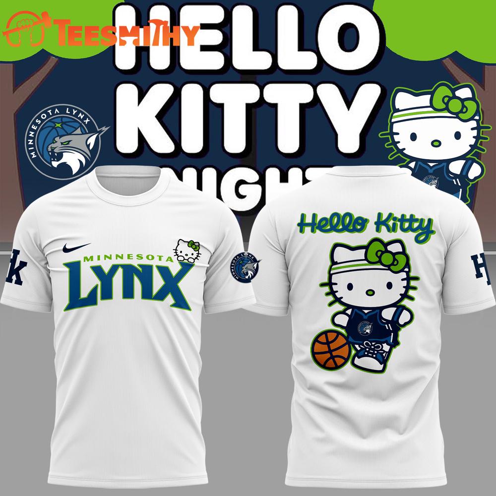 Minnesota Lynx x Hello Kitty Night 2025 White 3D Shirt