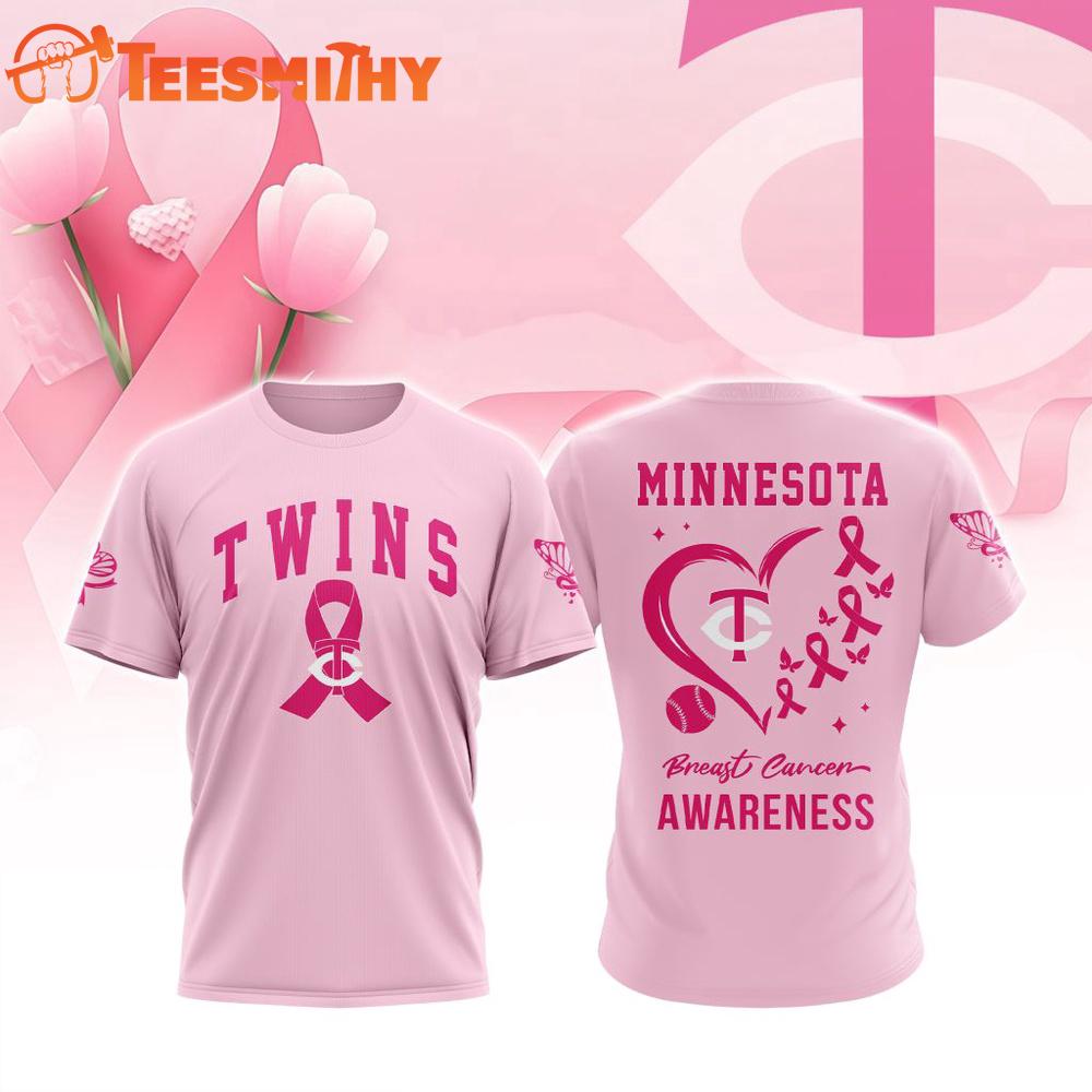 Minnesota Twins 2025 MLB Pink Breast Cancer Awareness Design 3D Shirt