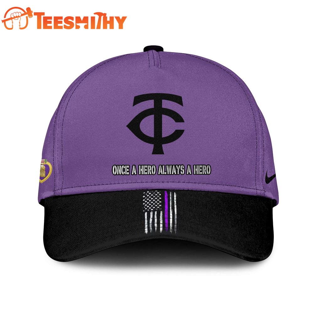 Minnesota Twins x Purple Heart Day New Design Baseball Cap Minnesota Twins x Purple Heart Day New Design Baseball Cap