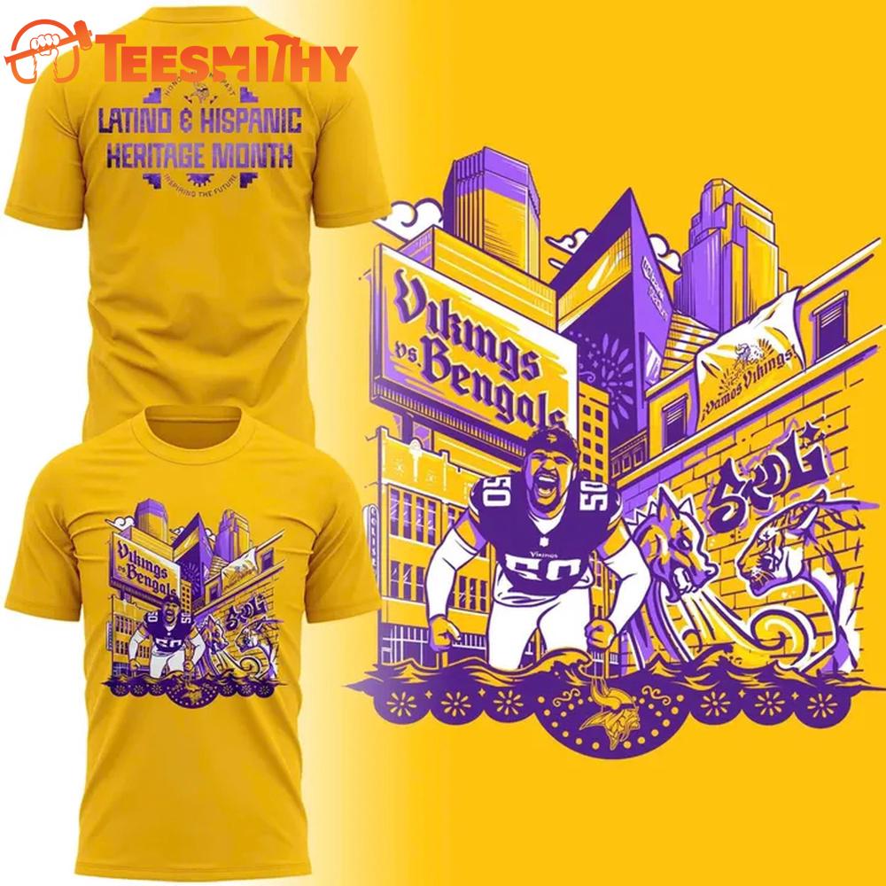 Minnesota Vikings 2025 Latino And Hispanic Heritage T Shirt Minnesota Vikings 2025 Latino And Hispanic Heritage T Shirt