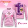 Minnesota Vikings 2025 NFL My God Is Stronger Than Breast Cancer Chritmas Sweater