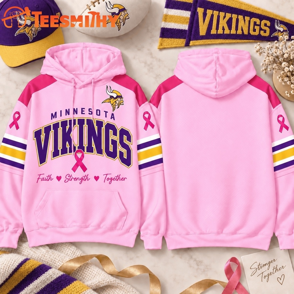 Minnesota Vikings 2026 NFL Breast Cancer Awareness Game Day Hoodie Shirt