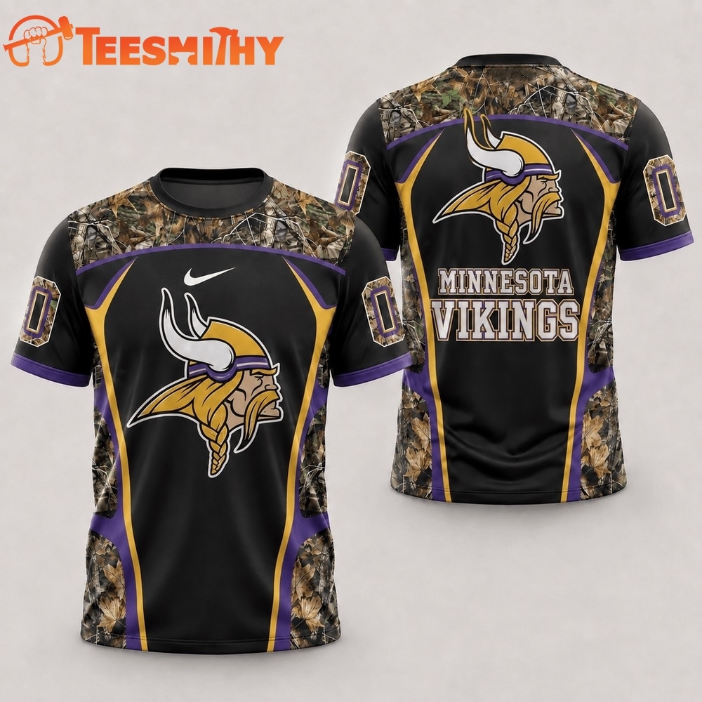 Minnesota Vikings 2026 NFL Hunting Camo 3D Shirt