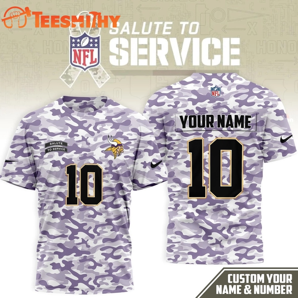 Minnesota Vikings 2026 NFL Salute to Service Camo New Design 3D Shirt