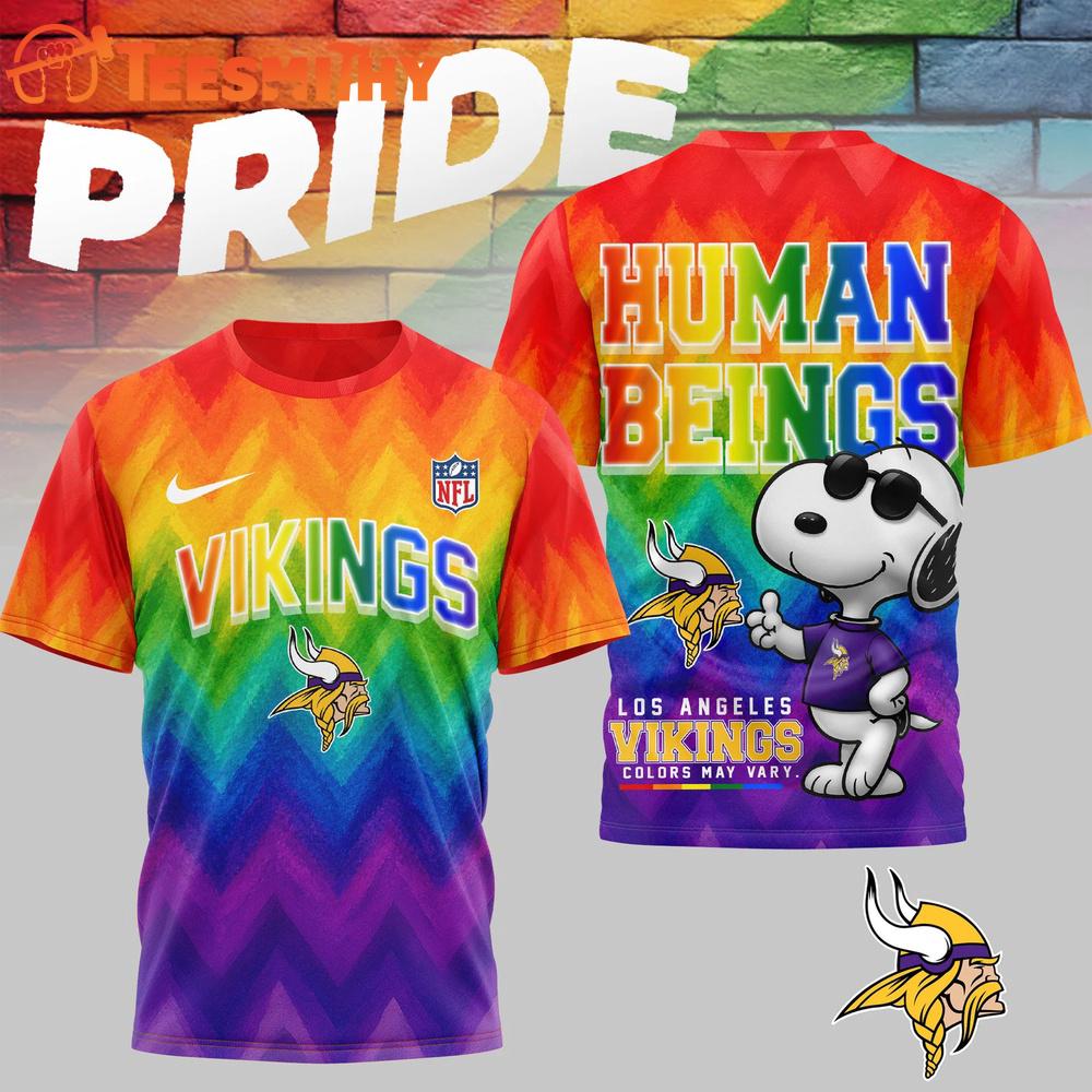Minnesota Vikings 2026 NFL Snoopy Rainbow Pride Limited 3D Shirt