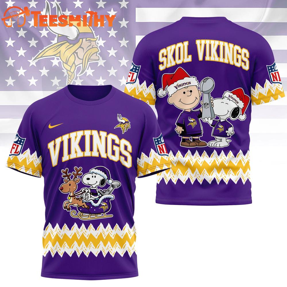 Minnesota Vikings 2026 NFL Snoopy Super Bowl Holiday Limited 3D Shirt