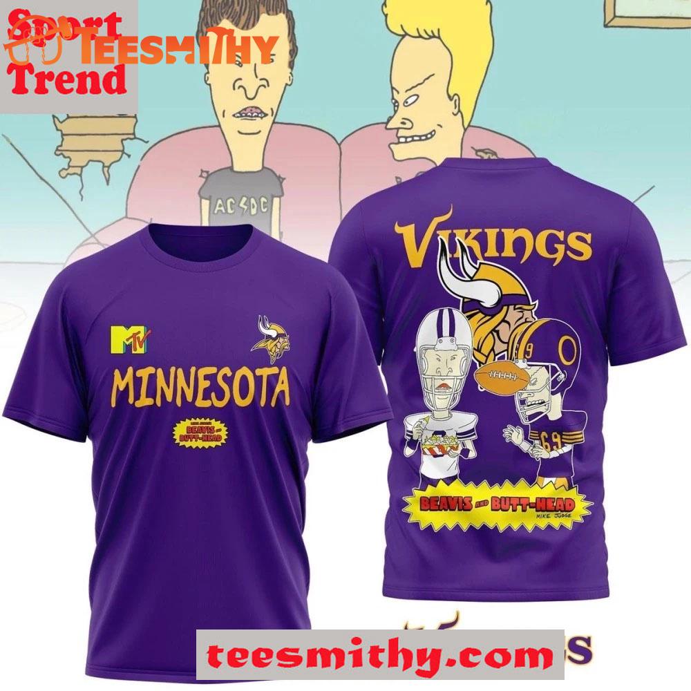 Minnesota Vikings Beavis And Butt-Head 2025 Limited 3D Shirt