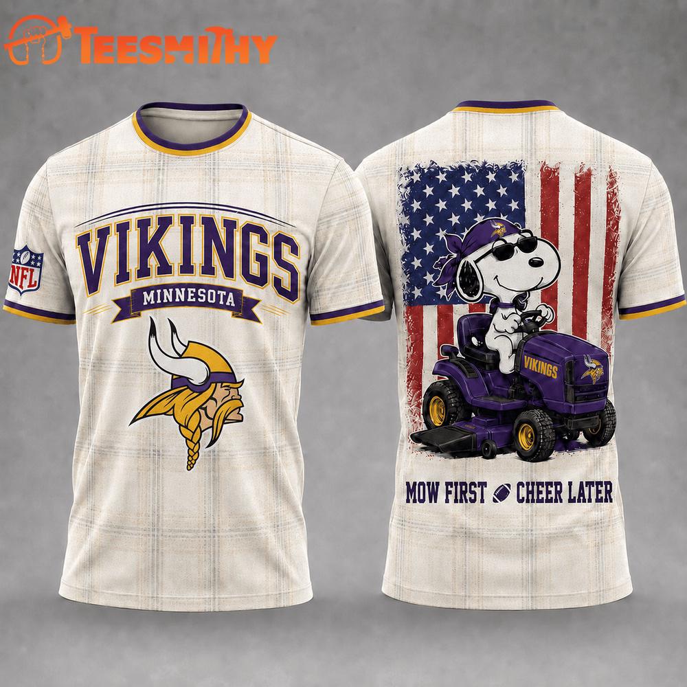 Minnesota Vikings Funny Football Snoopy Gardening Lovers 3D T Shirt