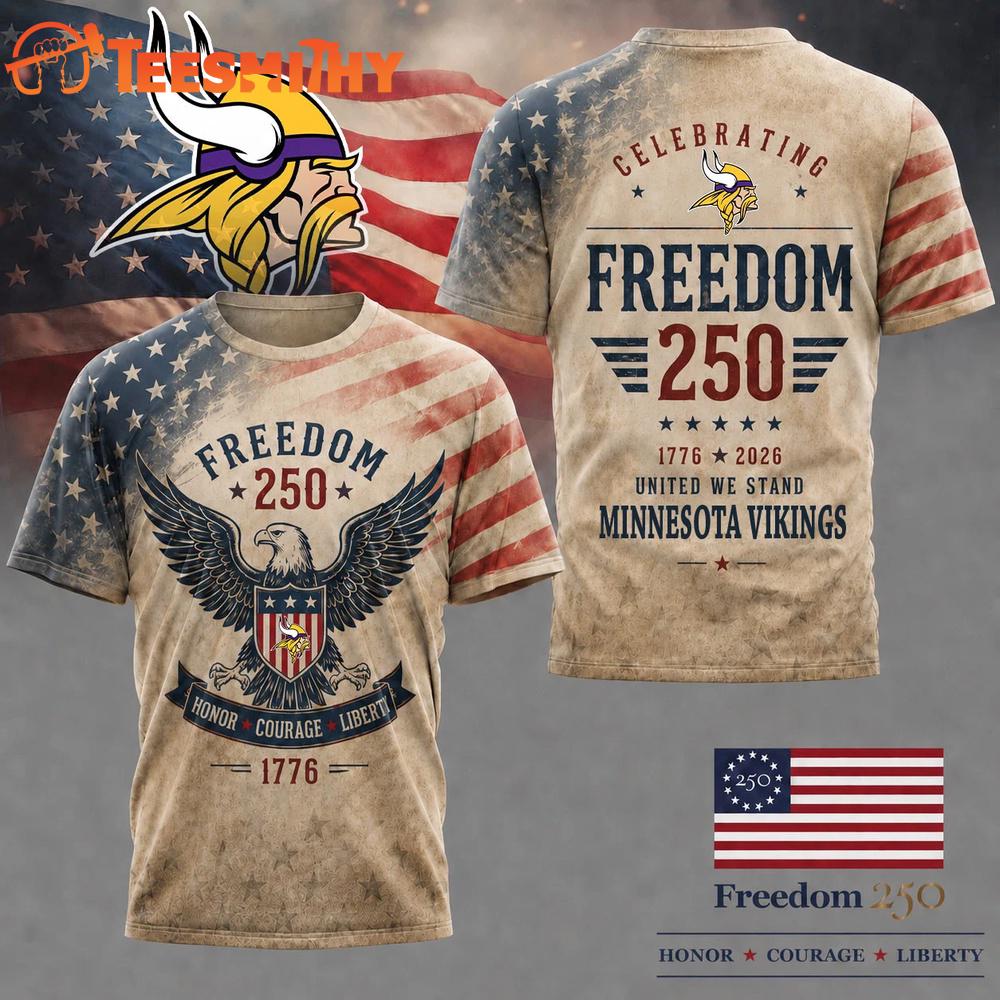 Minnesota Vikings NFL Ameica Freedom 250 Patriotic Limited 3D Shirt
