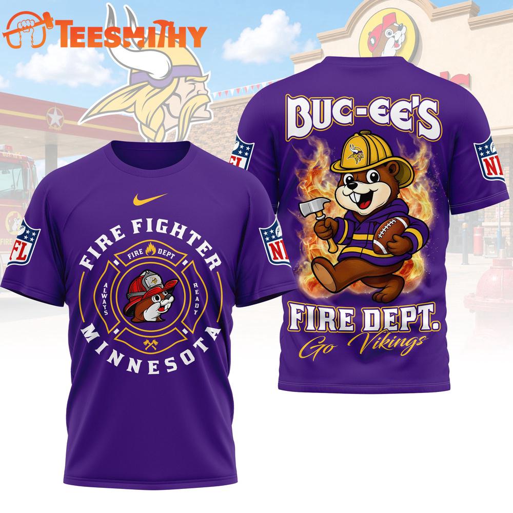Minnesota Vikings NFL Buc-ee's Firefighter Strong 3D Shirt