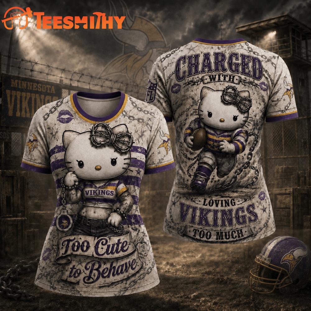 Minnesota Vikings NFL Hello Kitty Rebellion Unisex 3D Shirt