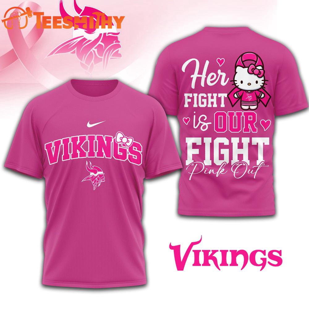 Minnesota Vikings NFL Her Fight Is Our Fight x Hello Kitty 3D Shirt Minnesota Vikings NFL Her Fight Is Our Fight x Hello Kitty 3D Shirt