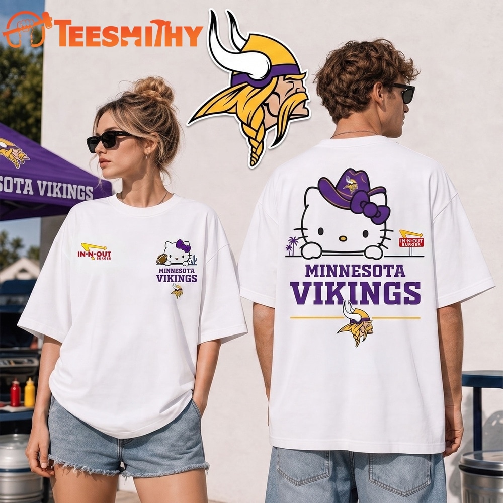 Minnesota Vikings NFL Kitty Burger Game Day Unisex 3D Shirt