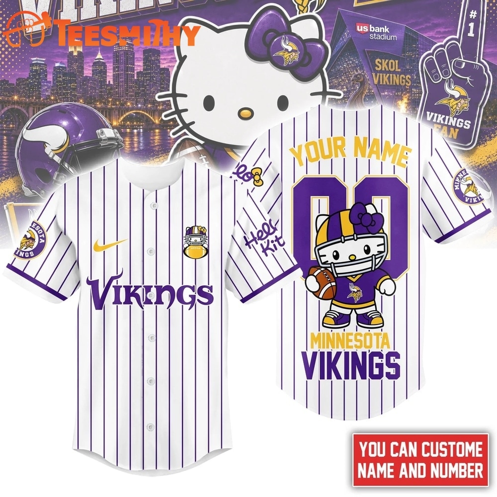 Minnesota Vikings NFL Kitty Game Day Custom Baseball Jersey Shirt