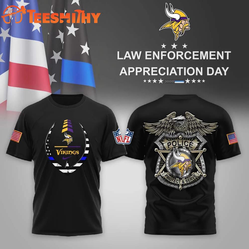 Minnesota Vikings NFL Law Enforcement Appreciation Day Black T Shirt