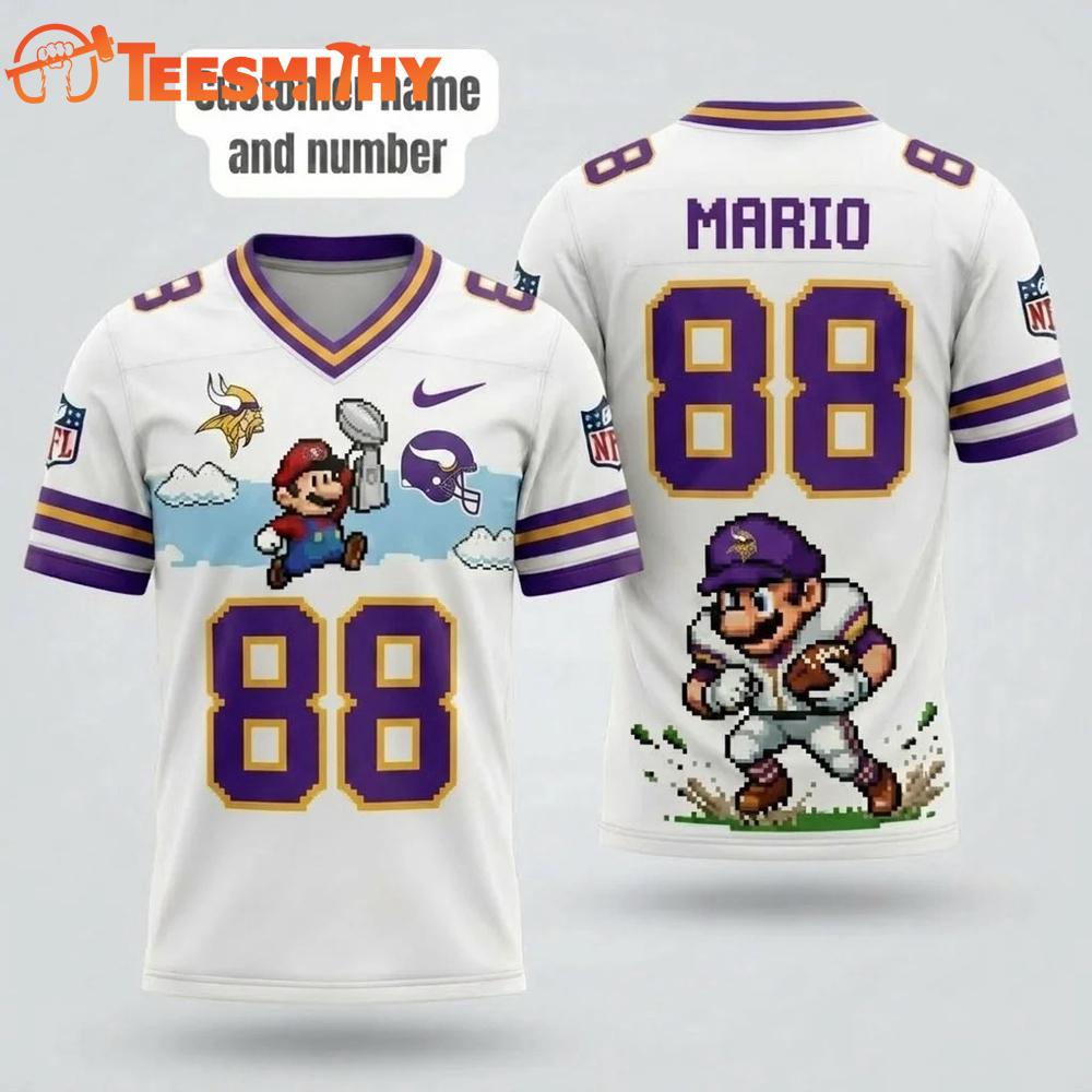 Minnesota Vikings NFL Mario 2026 Design Football Jersey