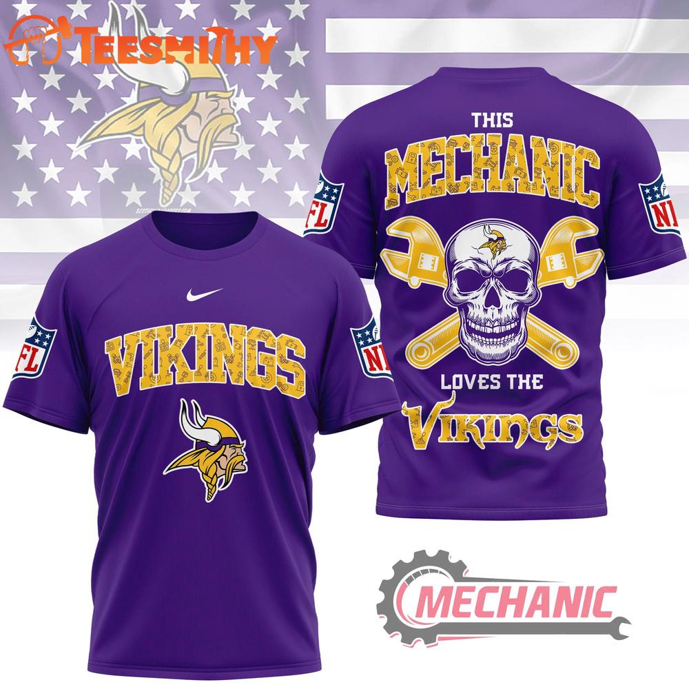 Minnesota Vikings NFL Mechanic Loves Football New Design 3D Shirt