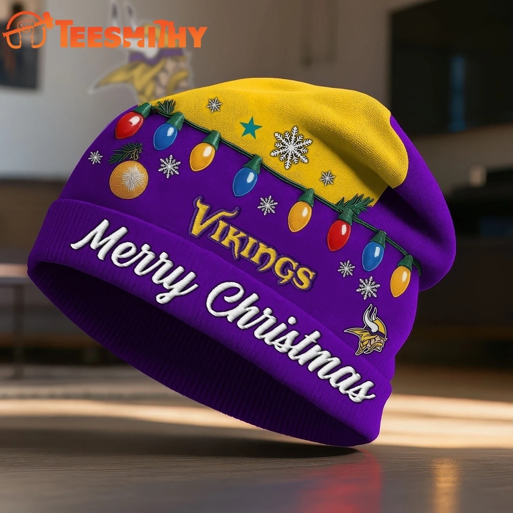 Minnesota Vikings NFL Merry Christmas Beanie Hat