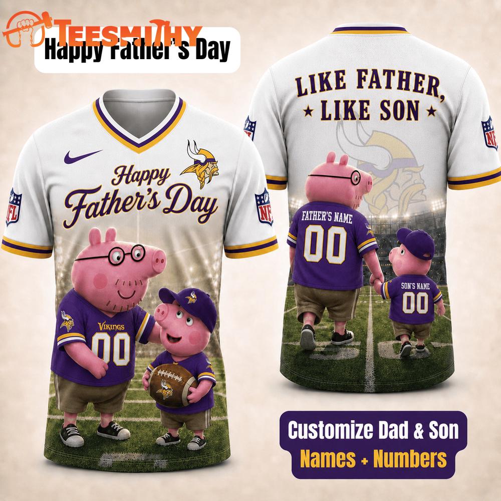 Minnesota Vikings NFL Peppa Pig Father's Day Dad Football Jersey