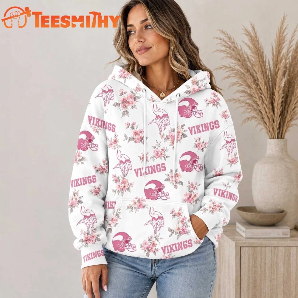Minnesota Vikings NFL Pink Floral Team Pride Hoodie Shirt