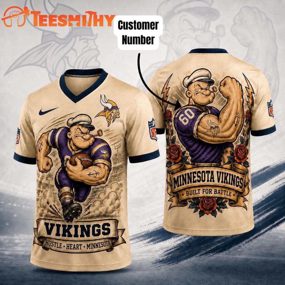 Minnesota Vikings NFL Popeye Vintage Tattoo Football Jersey