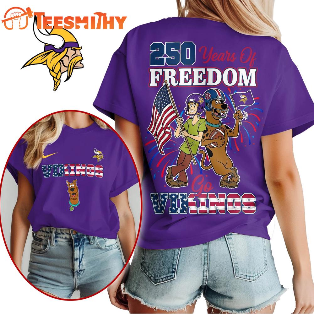Minnesota Vikings NFL Scooby Doo Celebrates 250th Anniversary 3D T Shirt