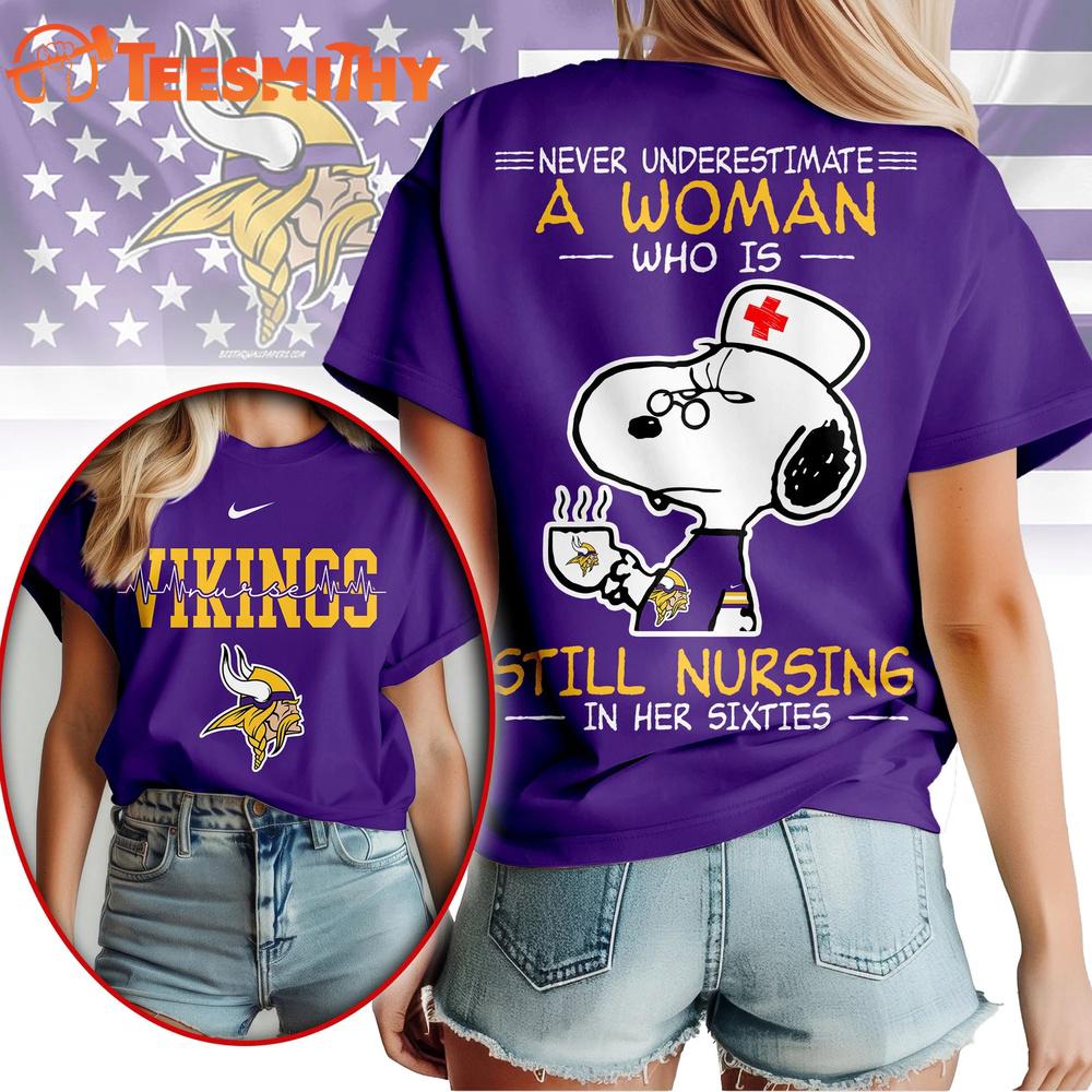 Minnesota Vikings NFL Snoopy Never Underestimate A Nurse Unisex T Shirt