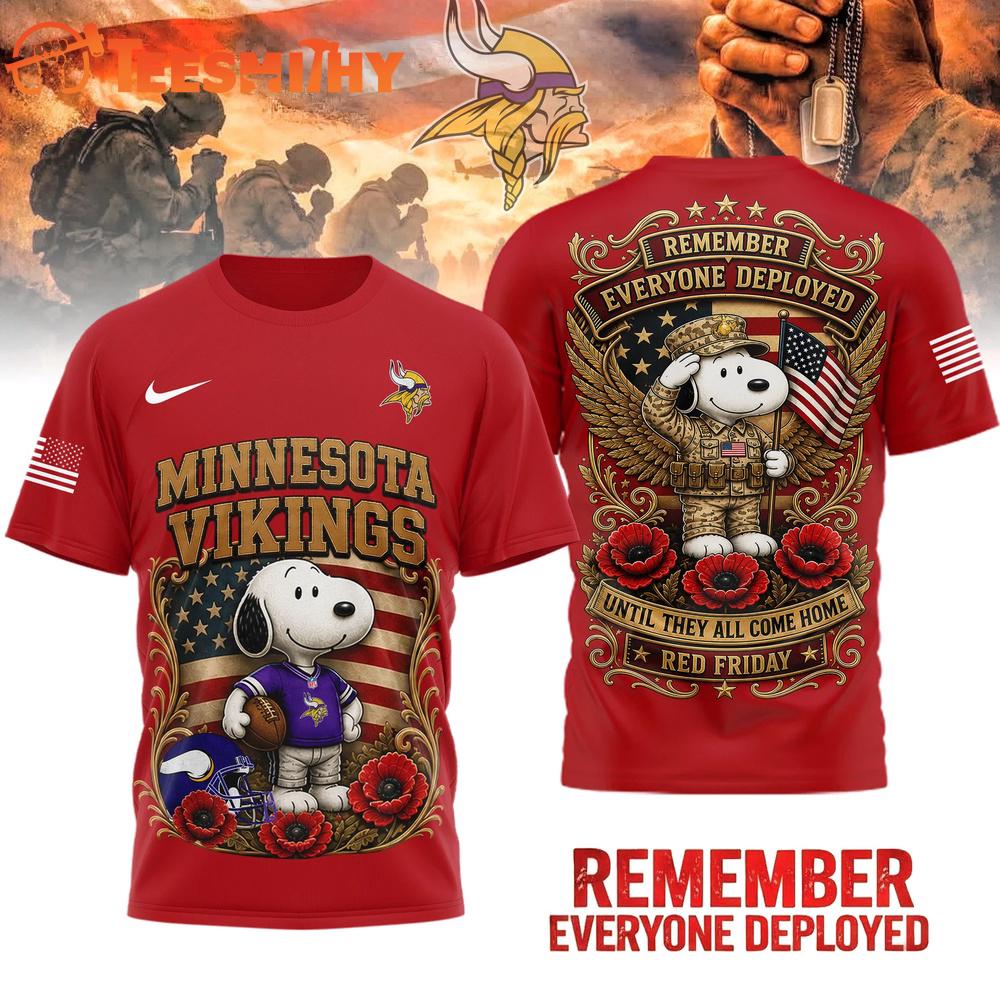 Minnesota Vikings NFL Snoopy Remember Everyone Deployed 3D Shirt