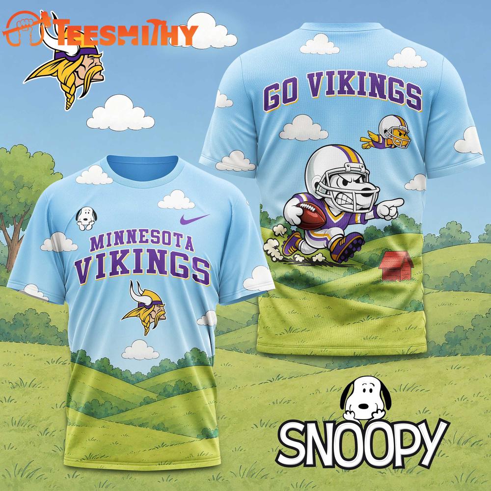 Minnesota Vikings NFL Snoopy Touchdown 3D T-Shirt