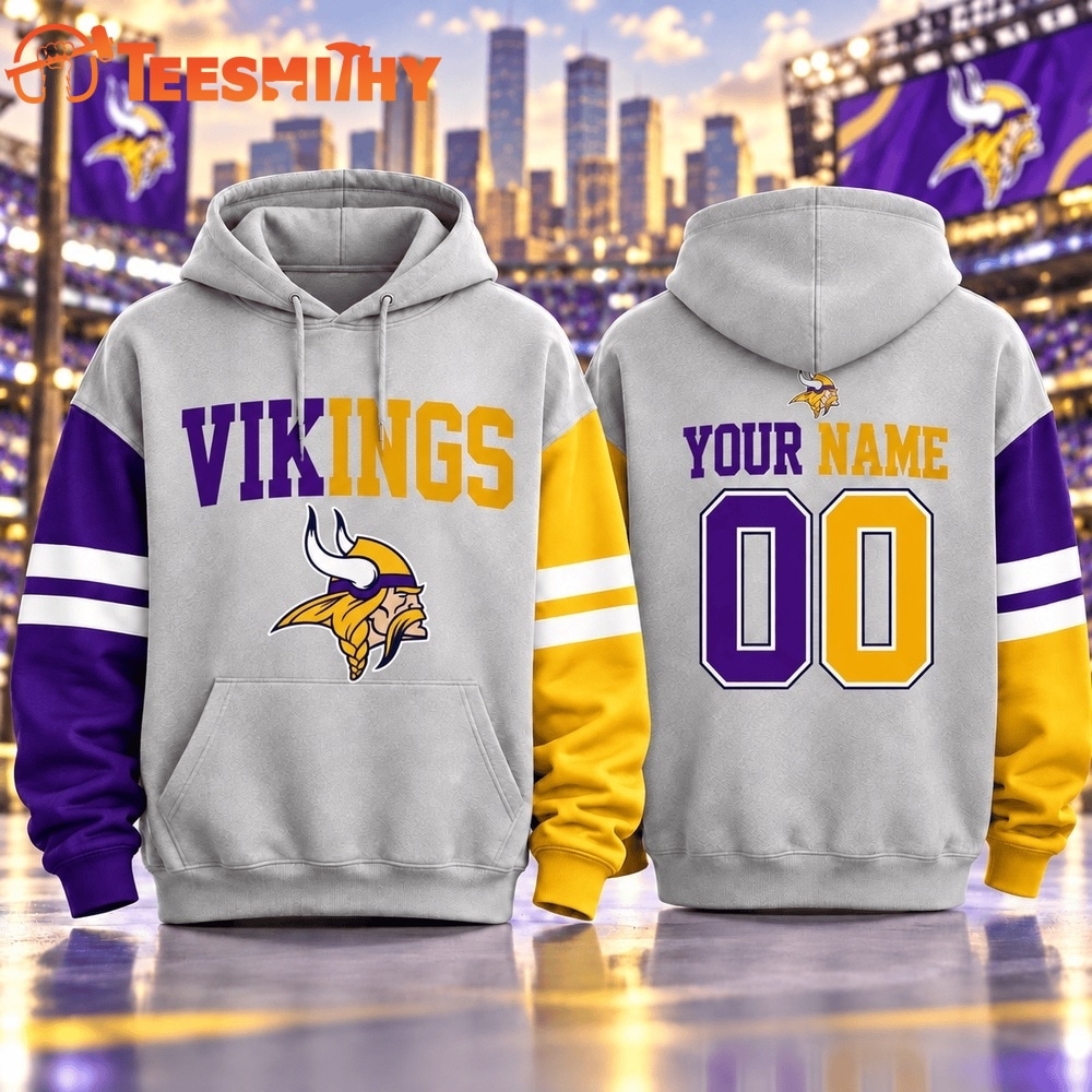 Minnesota Vikings NFL Two Tone Colorblock Varsity Hoodie