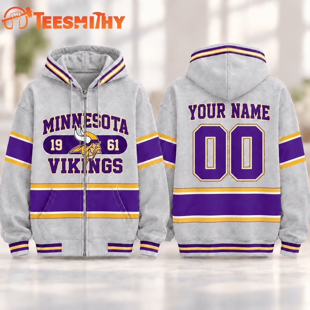 Minnesota Vikings NFL Varsity Stripe Zip Hoodie