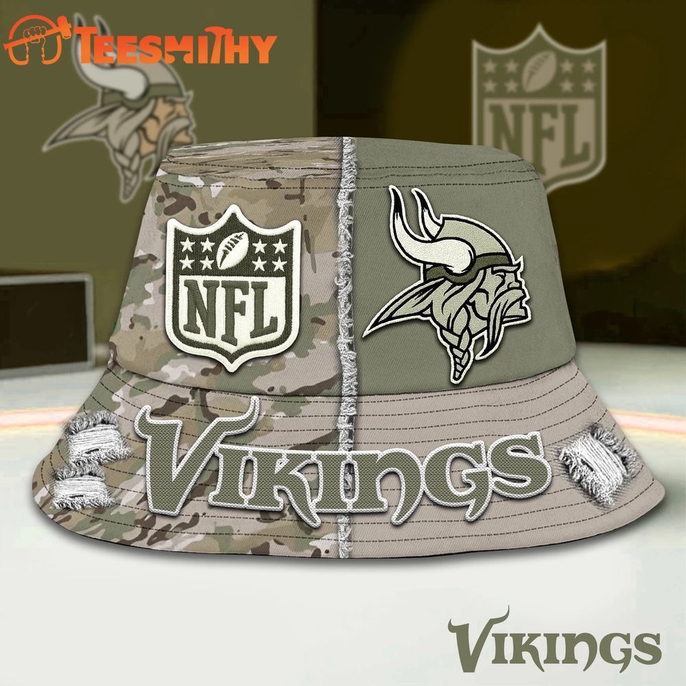 Minnesota Vikings NFL Veterans US Army Bucket Hat